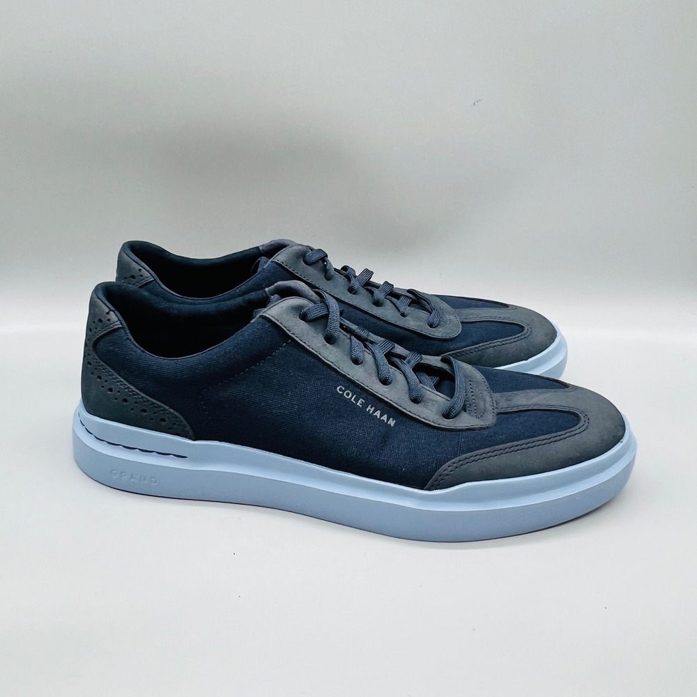Cole Haan Shoes Mens 10.5 Navy Blue Canvas Suede GrandSeries Crosscourt Sneakers